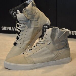 Supra Skytop Light Grey White Skater Shoes Men Size 12